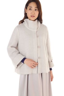 ＜ナチュラル ビューティー/NATURAL BEAUTY＞ ブークレーWジャカードスタンドカラーショートコート(0187275003) グレー 【三越・伊勢丹/公式】