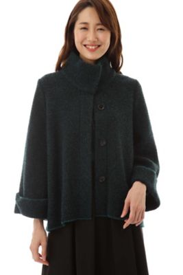 ＜ナチュラル ビューティー/NATURAL BEAUTY＞ ブークレーWジャカードスタンドカラーショートコート(0187275003) グリーン 【三越・伊勢丹/公式】
