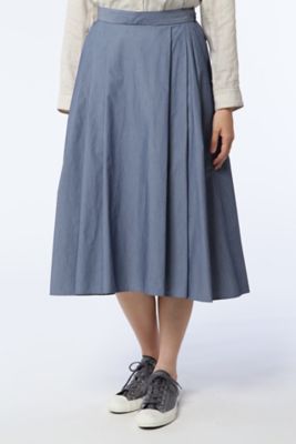 【SALE（三越）】＜HUMAN WOMAN＞ C/NYシャンブレースカート タックフレアスカート(0777120506) ネービー 【三越・伊勢丹/公式】
