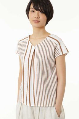 【SALE（三越）】＜HUMAN WOMAN＞ ラッセルストライプカットソー(0777160402) ベージュ 【三越・伊勢丹/公式】