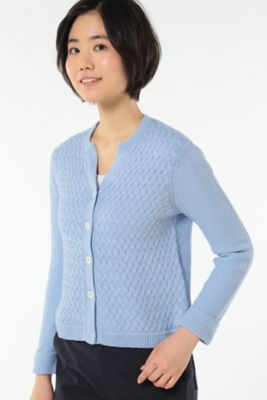 【SALE（三越）】＜HUMAN WOMAN＞ C/W地柄ニットカーディガン(0777170102) ブルー 【三越・伊勢丹/公式】