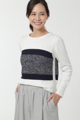 【SALE（三越）】＜HUMAN WOMAN＞ ミックスヤーンニット(0777170309) ホワイト 【三越・伊勢丹/公式】