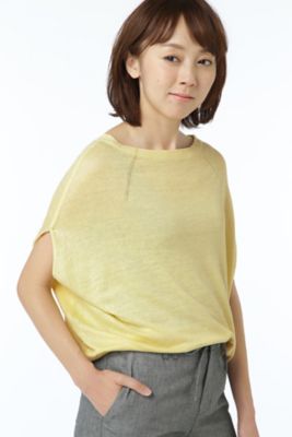【SALE（三越）】＜HUMAN WOMAN＞ フレンチリネンニット(0777170509) イエロー 【三越・伊勢丹/公式】