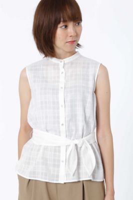 【SALE（三越）】＜HUMAN WOMAN＞ ベルト付ノースリーブブラウス(0777210602) ホワイト 【三越・伊勢丹/公式】