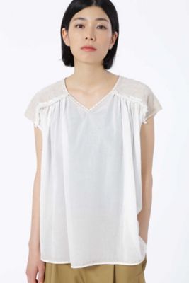 ＜HUMAN WOMAN＞ インドシフリ刺繍ブラウス(0777210706) ホワイト 【三越・伊勢丹/公式】