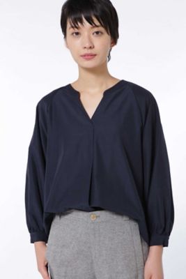 ＜HUMAN WOMAN＞ スキッパーブラウス(0777210917) ネービー 【三越・伊勢丹/公式】