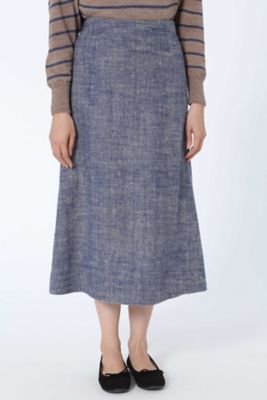 ＜HUMAN WOMAN＞ リネンヘリンボン起毛 スカート [HUMAN WOMAN Japan couture](0777220904) ブルー 【三越・伊勢丹/公式】
