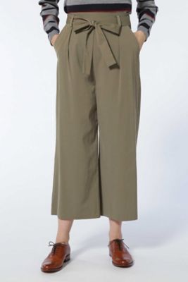 ＜HUMAN WOMAN＞ ベルト付ツイルストレッチパンツ(0777230907) カーキー 【三越・伊勢丹/公式】