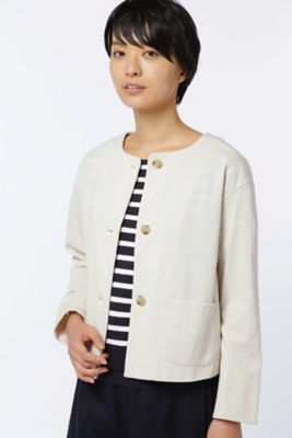 ＜HUMAN WOMAN＞ タック編みピンチェック羽織ジャケット(0777250800) ホワイト 【三越・伊勢丹/公式】