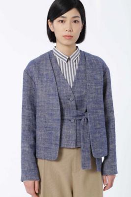 ＜HUMAN WOMAN＞ リネンヘリンボン起毛 ジャケット [HUMAN WOMAN Japan couture](0777250902) ブルー 【三越・伊勢丹/公式】