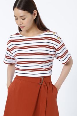 【SALE（三越）】＜HUMAN WOMAN＞ ラッセルパネルボーダーカットソー(0777260608) レッド 【三越・伊勢丹/公式】