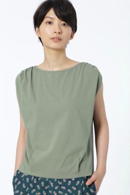 【SALE（三越）】＜HUMAN WOMAN＞ コットンジャージギャザースリーブブラウス(0777260611) カーキー 【三越・伊勢丹/公式】