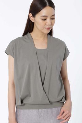 【SALE（三越）】＜HUMAN WOMAN＞ カシュクール&タックTシャツ(0777260702) カーキー 【三越・伊勢丹/公式】