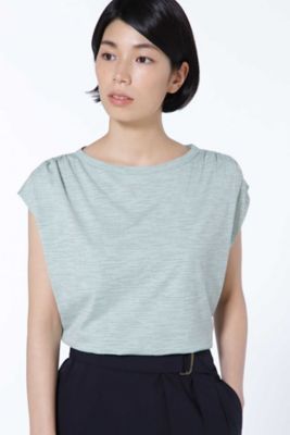 【SALE（三越）】＜HUMAN WOMAN＞ コットン天竺ラインプリントT(0777260704) ライトグリーン 【三越・伊勢丹/公式】