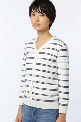 ＜HUMAN WOMAN＞ 60/2シャイニー加工成型カーディガン(0777260800) ホワイト 【三越・伊勢丹/公式】