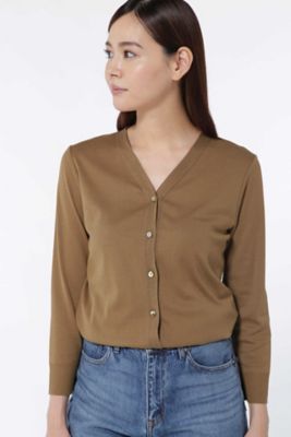 ＜HUMAN WOMAN＞ 60/2シャイニー加工成型カーディガン(0777260800) ベージュ 【三越・伊勢丹/公式】