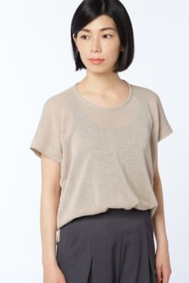 【SALE（三越）】＜HUMAN WOMAN＞ ミドルゲージギマ 半袖クループルオーバー(0777270602) ベージュ 【三越・伊勢丹/公式】