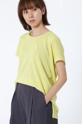 【SALE（三越）】＜HUMAN WOMAN＞ ミドルゲージギマ 半袖クループルオーバー(0777270602) イエロー 【三越・伊勢丹/公式】