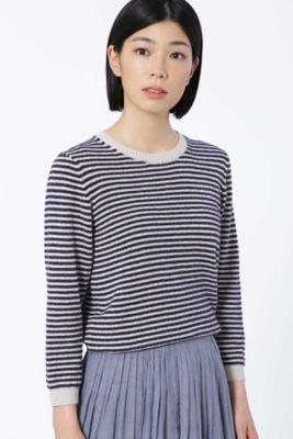＜HUMAN WOMAN＞ モールボーダー プルオーバー(0777270803) ネービー 【三越・伊勢丹/公式】