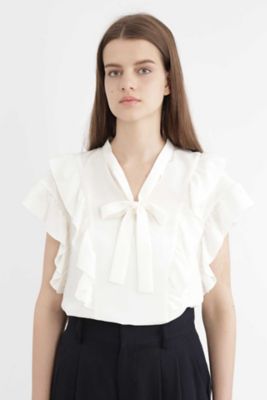 ＜ジル スチュアート/JILL STUART＞ ヘンリーボウタイラッフルスリーブブラウス(0927210008) ホワイト 【三越・伊勢丹/公式】