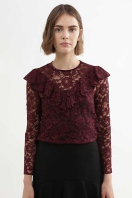 ＜ジル スチュアート/JILL STUART＞ リアナレースブラウス(0927210013) ワイン 【三越・伊勢丹/公式】