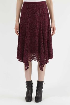 ＜ジル スチュアート/JILL STUART＞ リアナヘムレーススカート(0927220013) ワイン 【三越・伊勢丹/公式】