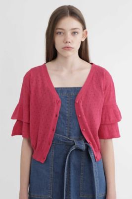 【SALE（三越）】＜ジル スチュアート/JILL STUART＞ マリカアイレットラッフルスリーブカーディガン(0927270003) ピンク 【三越・伊勢丹/公式】