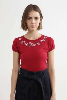 ＜ジル スチュアート/JILL STUART＞ フラワーエンブロイダリーニット(0927270041) レッド 【三越・伊勢丹/公式】