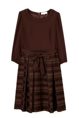 ＜アリスバーリー＞ モールボーダージャカードドッキングワンピース(8127211046) チャイロ 【三越・伊勢丹/公式】