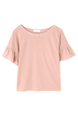 ＜アリスバーリー＞ ビジュー付ギャザースリーブフライスカットソー(8127295004) ピンク 【三越・伊勢丹/公式】