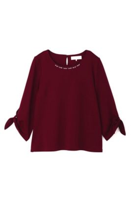 ＜アリスバーリー/Aylesbury＞ ◆大きいサイズ◆スリーブノットビジュー調カットソー(8137295066) ワイン 【三越・伊勢丹/公式】