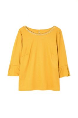 ＜アリスバーリーL plus＞ ◆大きいサイズ◆ビジュー付タックスリーブカットソー(8137295636) キイロ 【三越・伊勢丹/公式】