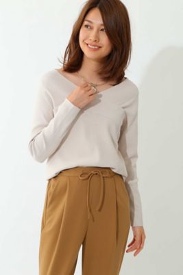 ＜22OCTOBRE＞ 変形ネックリブニット(8537255904) ベージュ 【三越・伊勢丹/公式】