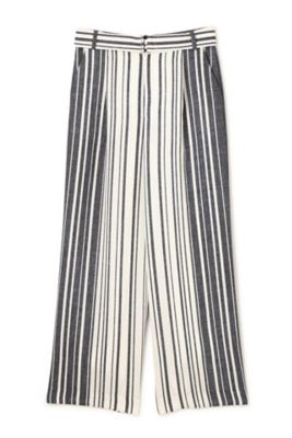【SALE（三越）】＜22OCTOBRE L＞ ◆大きいサイズ◆メイクアップストライププリントパンツ(8597141253) ネービーブルー 【三越・伊勢丹/公式】