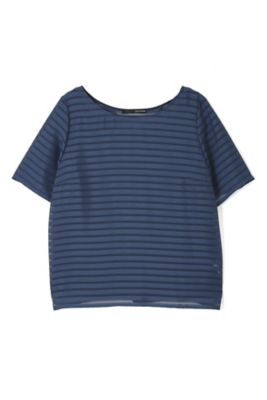 【SALE（三越）】＜22OCTOBRE L＞ ◆大きいサイズ◆シアーボーダーブラウス(8597198608) アオ 【三越・伊勢丹/公式】