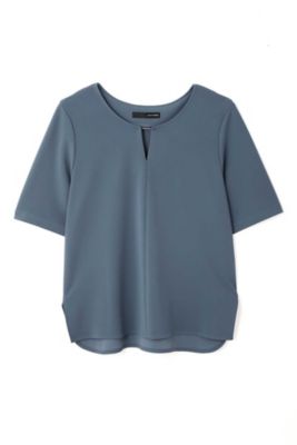 ＜22OCTOBRE L＞ ◆大きいサイズ◆[洗える]ステッチディティールカットソー(8597295811) アオ 【三越・伊勢丹/公式】