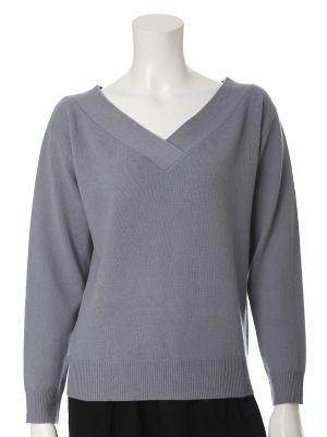 【SALE（三越）】＜エフデ/ef-de＞ Vネックハイゲージニット《VICTORIA PREMIUM WOOL》(5164170051) モクグレー 【三越・伊勢丹/公式】