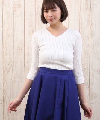 【SALE（三越）】＜エフデ/ef-de＞ Vネックワイドリブニット(5171170028) シロ 【三越・伊勢丹/公式】