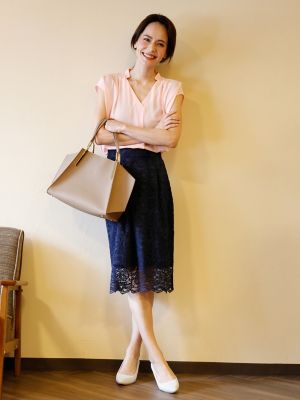 ＜エフデ/ef-de＞ 《ef-de leger》スキッパーネックブラウス&レーススカートセット《2点セット》(5172192915) ピンク 【三越・伊勢丹/公式】