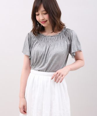 【SALE（三越）】＜エフデ/ef-de＞ 2WAYオフショルギャザーネックカットソー(5173190001) モクグレー 【三越・伊勢丹/公式】