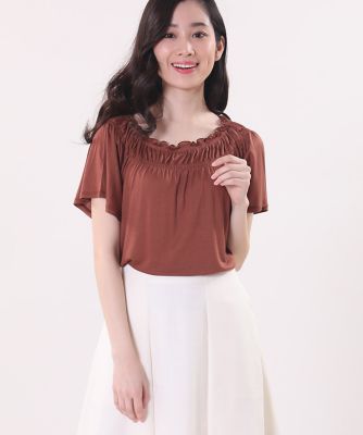 【SALE（三越）】＜エフデ/ef-de＞ 2WAYオフショルギャザーネックカットソー(5173190001) レンガ 【三越・伊勢丹/公式】