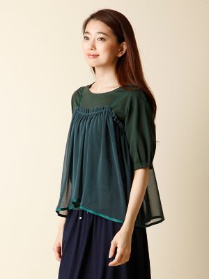 【SALE（三越）】＜エフデ/ef-de＞ シースルービスチェレイヤードカットソー(5173190015) グリーン 【三越・伊勢丹/公式】