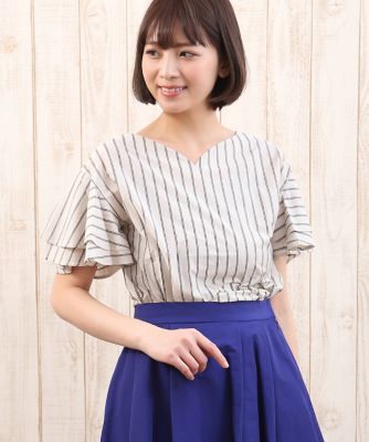 【SALE（三越）】＜エフデ/ef-de＞ ストライプフレアカットソー(5173190018) グレーベージュ 【三越・伊勢丹/公式】