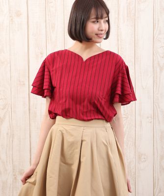 【SALE（三越）】＜エフデ/ef-de＞ ストライプフレアカットソー(5173190018) アカ 【三越・伊勢丹/公式】