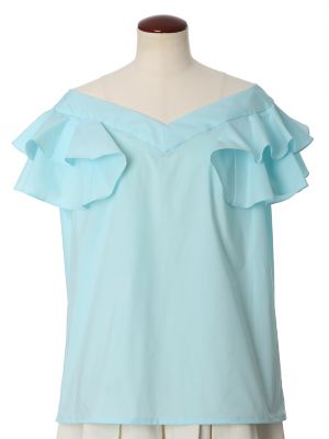 【SALE（三越）】＜マーリエ パー エフデL＞ 大きいサイズ ラッフルカラーブラウス(5472182023) エメラルドグリー 【三越・伊勢丹/公式】