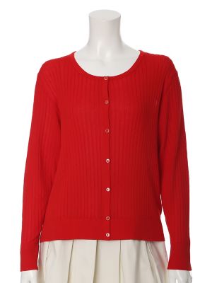 【SALE（三越）】＜ef-de L＞ 大きいサイズ 《ef-de》ストレッチベーシックニットカーディガン(5571178002) アカ 【三越・伊勢丹/公式】