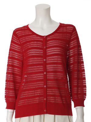 【SALE（三越）】＜ef-de L＞ 大きいサイズ 《ef-de》レースカーディガン(5572178008) アカ 【三越・伊勢丹/公式】
