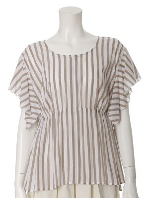 【SALE（三越）】＜ef-de L＞ 大きいサイズ 《ef-de》ストライプペプラムブラウス(5572182027) ベージュ 【三越・伊勢丹/公式】