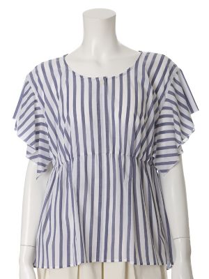 【SALE（三越）】＜ef-de L＞ 大きいサイズ 《ef-de》ストライプペプラムブラウス(5572182027) ブルー 【三越・伊勢丹/公式】
