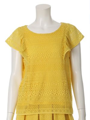 【SALE（三越）】＜ef-de L＞ 大きいサイズ 《ef-de》レースカットソー(5572190045) イエロー 【三越・伊勢丹/公式】
